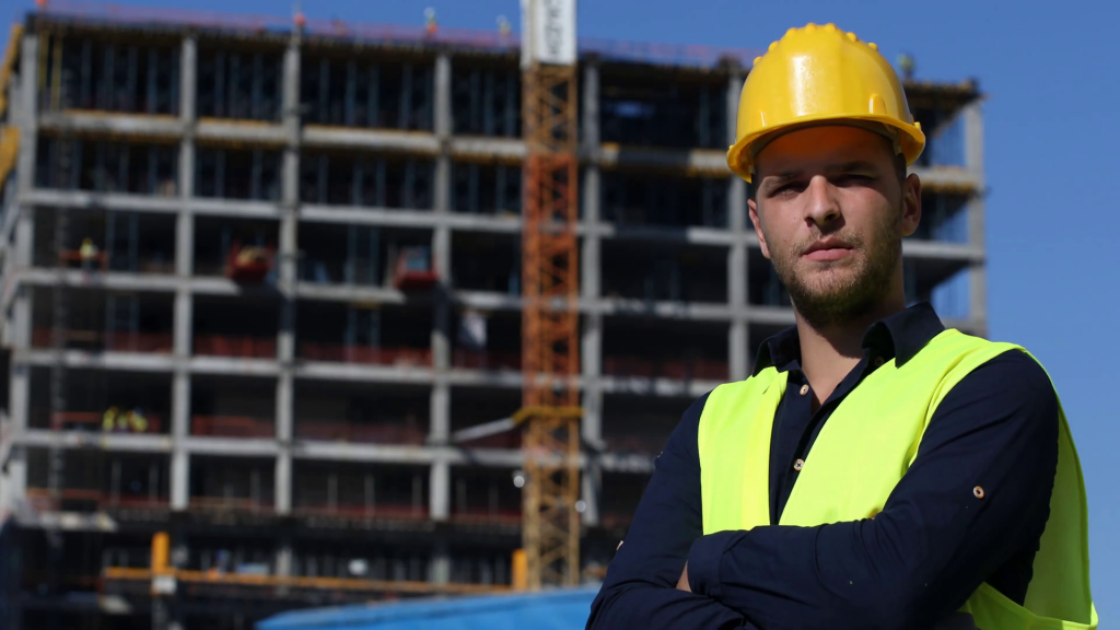 engineer-man-look-camera-apartments-building-under-development ...